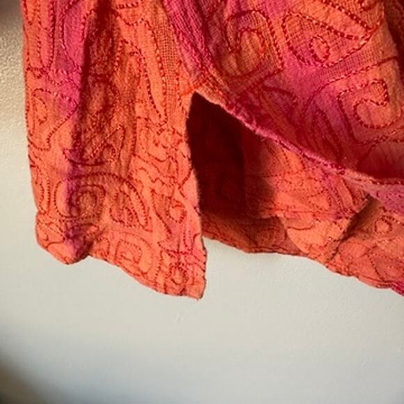 Chicos Hoodie Shirt Womens SMALL Boho Orange V-Neck Embroidered Long Sleeve - Picture 6 of 12